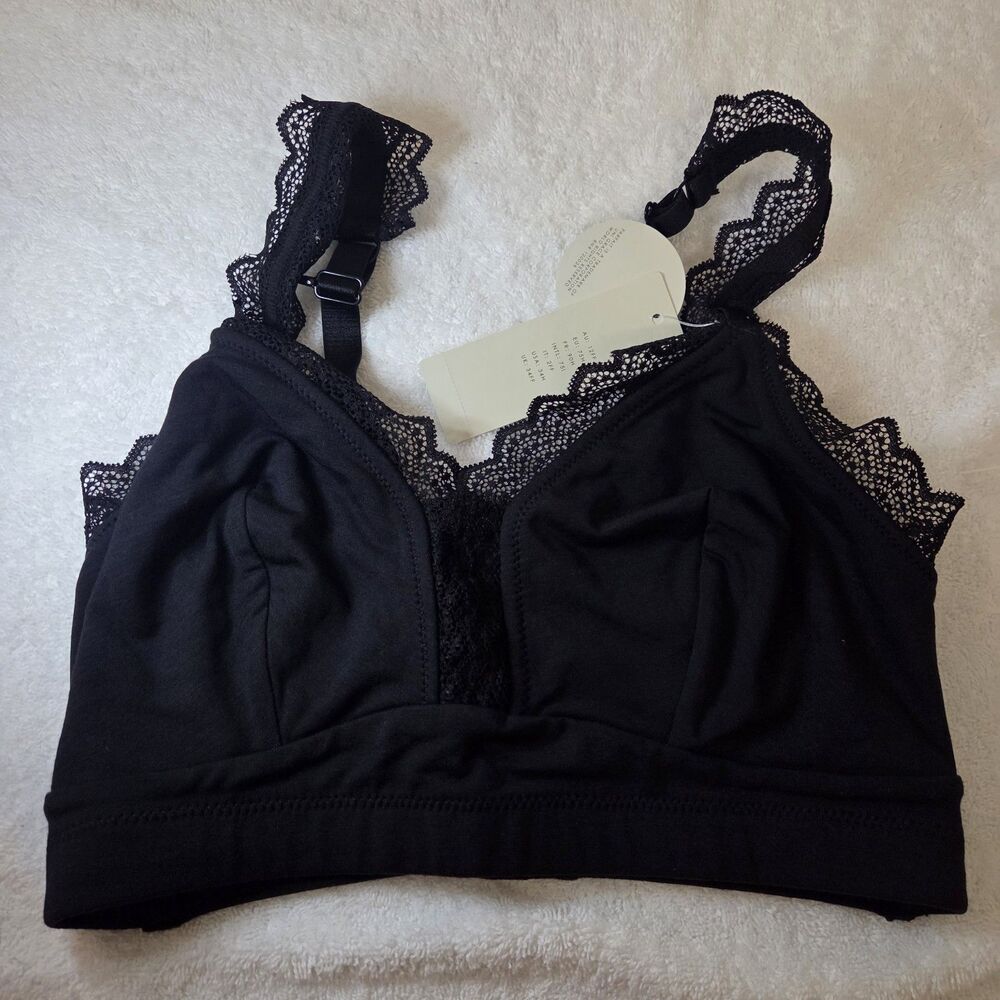 NWT Parfait Dalis P5641 Women's Full Busted Curvy Wire Free Bralette Black 34H